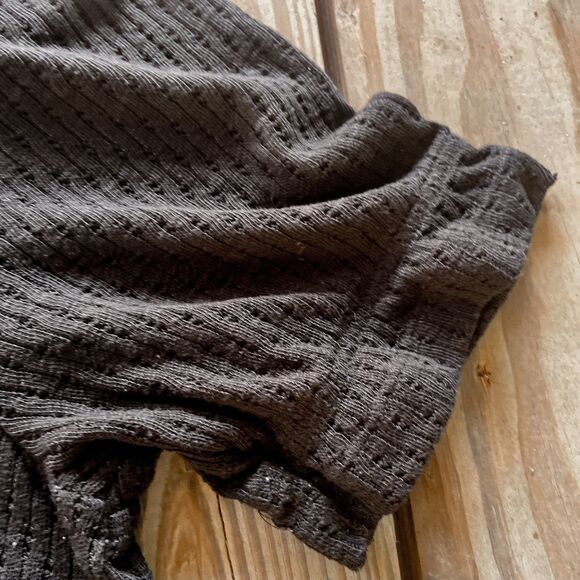 J.Crew Pointelle Black Knit Top - Ruffle Collar & Sleeves - Unlined - Women's XL - Picture 5 of 6